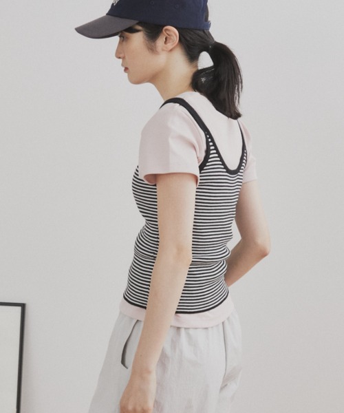 MERLOT（メルロー）の「サマーボーダーニットタンク（タンクトップ・レディース・ブラック/レッド・FREE）」の12枚目の写真