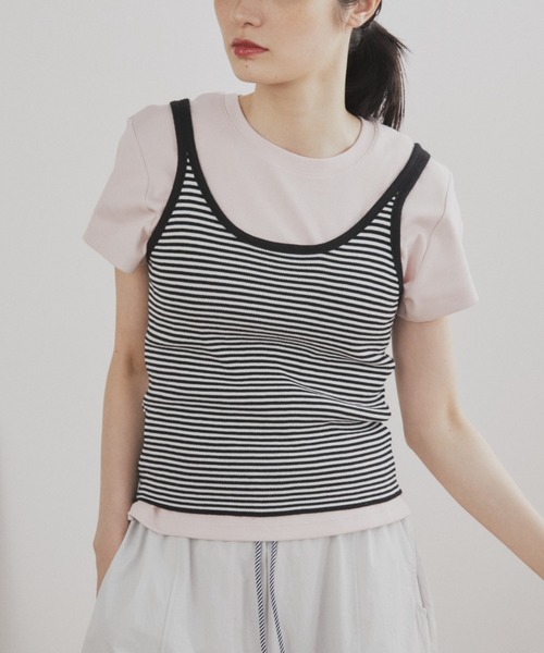 MERLOT（メルロー）の「サマーボーダーニットタンク（タンクトップ・レディース・ブラック/レッド・FREE）」の11枚目の写真