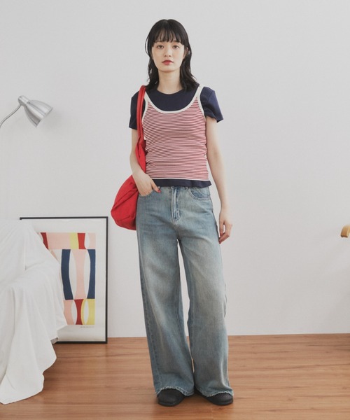 MERLOT（メルロー）の「サマーボーダーニットタンク（タンクトップ・レディース・ブラック/レッド・FREE）」の7枚目の写真