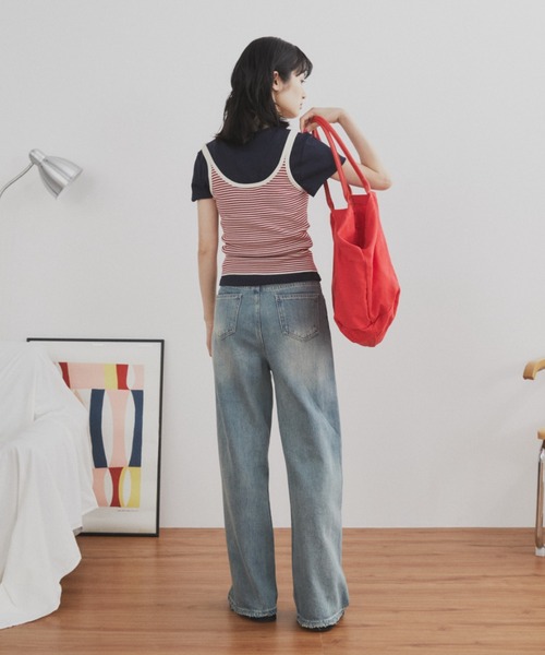 MERLOT（メルロー）の「サマーボーダーニットタンク（タンクトップ・レディース・ブラック/レッド・FREE）」の10枚目の写真