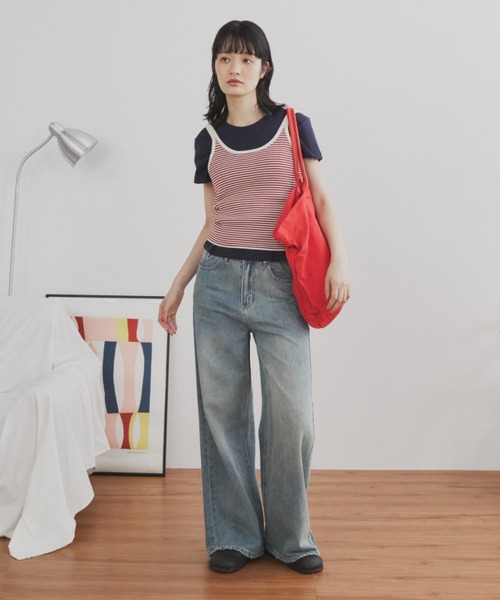 MERLOT（メルロー）の「サマーボーダーニットタンク（タンクトップ・レディース・ブラック/レッド・FREE）」の8枚目の写真