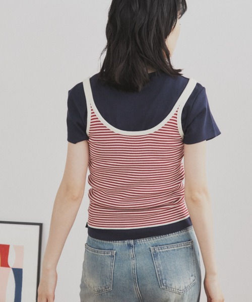 MERLOT（メルロー）の「サマーボーダーニットタンク（タンクトップ・レディース・ブラック/レッド・FREE）」の6枚目の写真