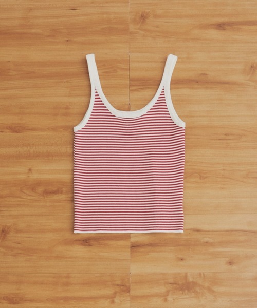 MERLOT（メルロー）の「サマーボーダーニットタンク（タンクトップ・レディース・ブラック/レッド・FREE）」の3枚目の写真
