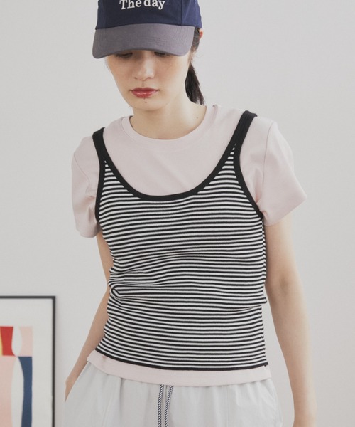 MERLOT（メルロー）の「サマーボーダーニットタンク（タンクトップ・レディース・ブラック/レッド・FREE）」の18枚目の写真