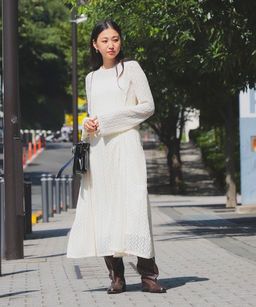 2Pレースキリカエジャケット＊ワンピース A part by（アパートバイ）の「レースキリカエフレアワンピース2