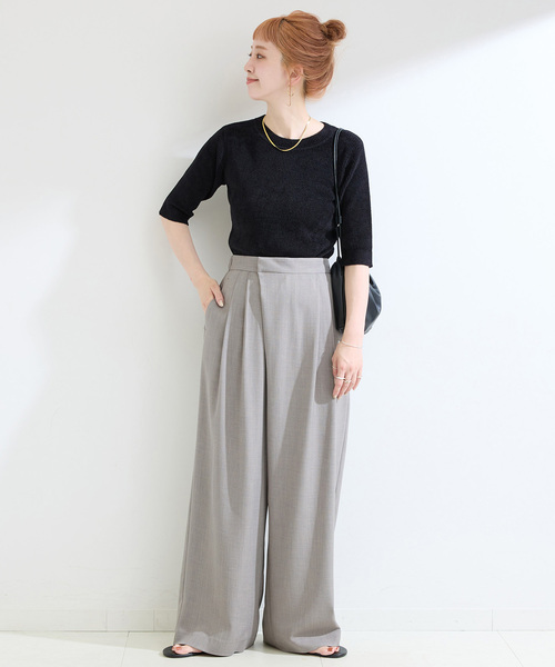 Simplicite（サンプリシテ）の「ベロアタッチリブプルオーバー（ニット/セーター・レディース・ブラック/イエロー/ベージュ・FREE）」の4枚目の写真