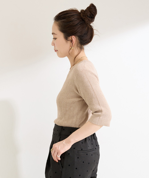 Simplicite（サンプリシテ）の「ベロアタッチリブプルオーバー（ニット/セーター・レディース・ブラック/イエロー/ベージュ・FREE）」の15枚目の写真