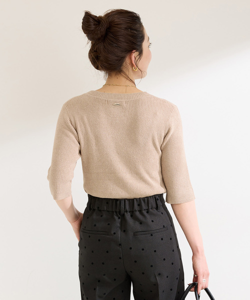 Simplicite（サンプリシテ）の「ベロアタッチリブプルオーバー（ニット/セーター・レディース・ブラック/イエロー/ベージュ・FREE）」の16枚目の写真