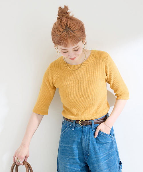 Simplicite（サンプリシテ）の「ベロアタッチリブプルオーバー（ニット/セーター・レディース・ブラック/イエロー/ベージュ・FREE）」の21枚目の写真