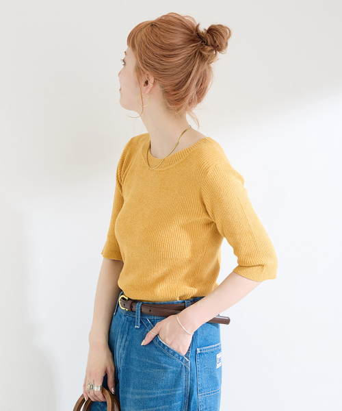 Simplicite（サンプリシテ）の「ベロアタッチリブプルオーバー（ニット/セーター・レディース・ブラック/イエロー/ベージュ・FREE）」の22枚目の写真