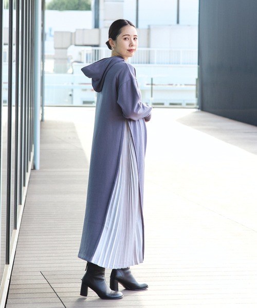 セール】サイド プリーツ フーディー ワンピース（ワンピース）｜BEAMS