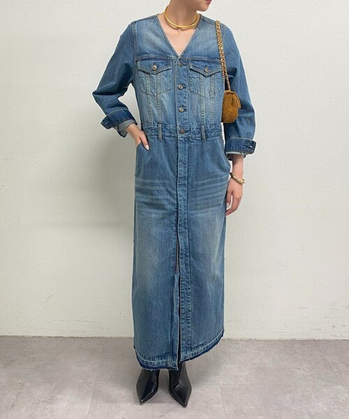 【LOUNGEDRESS】ショートデニムジャケット☆ノーカラー☆ラウンジドレス LOUNGEDRESS（ラウンジドレス）の「ショートデニムジャケット
