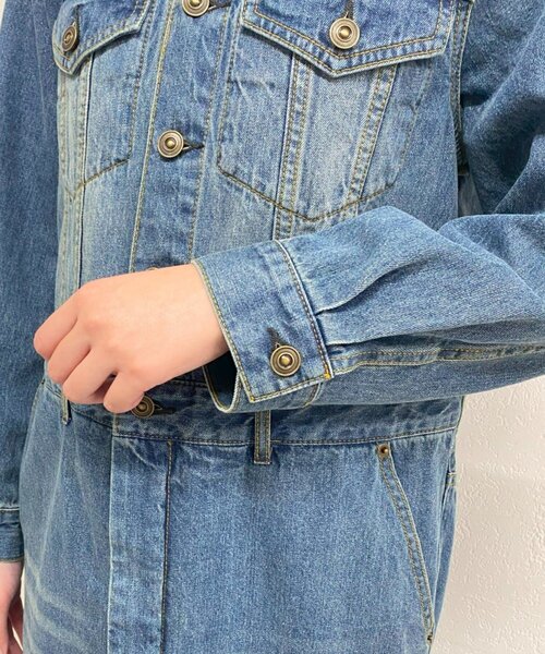 ノーカラーデニムワンピース（ワンピース）｜LOUNGEDRESS