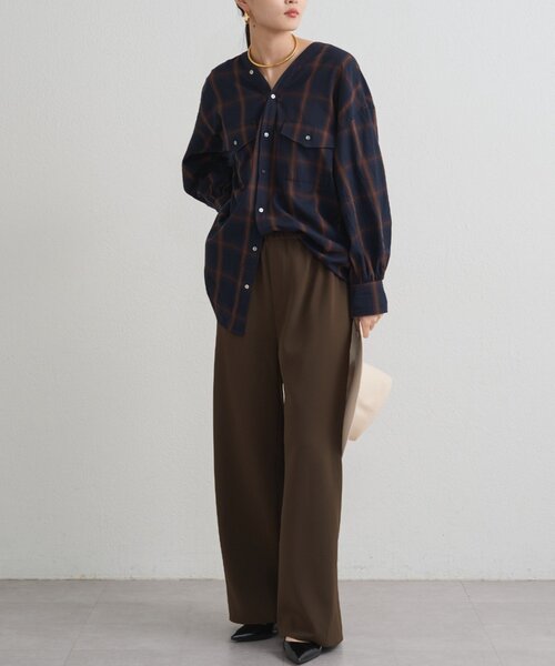 LOUNGEDRESS（ラウンジドレス）の「オンブレチェックシャツ（シャツ/ブラウス・レディース・アイボリー/ネイビー・FREE）」の10枚目の写真