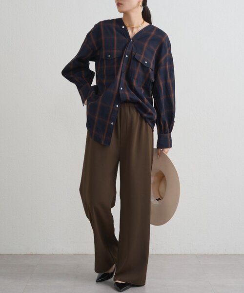 LOUNGEDRESS（ラウンジドレス）の「オンブレチェックシャツ（シャツ/ブラウス・レディース・アイボリー/ネイビー・FREE）」の17枚目の写真