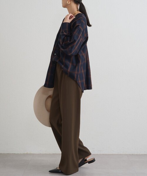 LOUNGEDRESS（ラウンジドレス）の「オンブレチェックシャツ（シャツ/ブラウス・レディース・アイボリー/ネイビー・FREE）」の6枚目の写真