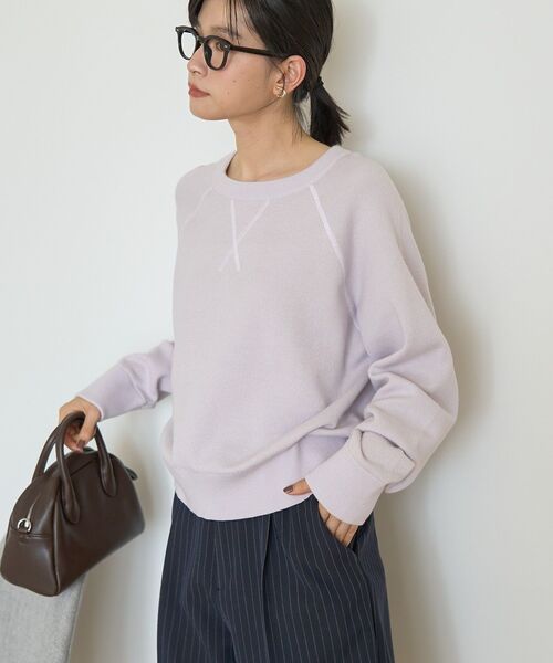 AMERICAN HOLIC（アメリカンホリック）の「ソフトコットンスウェットライクニットトップス（ニット/セーター・レディース・レッド/ダークネイビー/ラベンダー/モカ/杢グレー・M/L）」の20枚目の写真