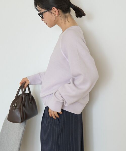 AMERICAN HOLIC（アメリカンホリック）の「ソフトコットンスウェットライクニットトップス（ニット/セーター・レディース・レッド/ダークネイビー/ラベンダー/モカ/杢グレー・M/L）」の21枚目の写真