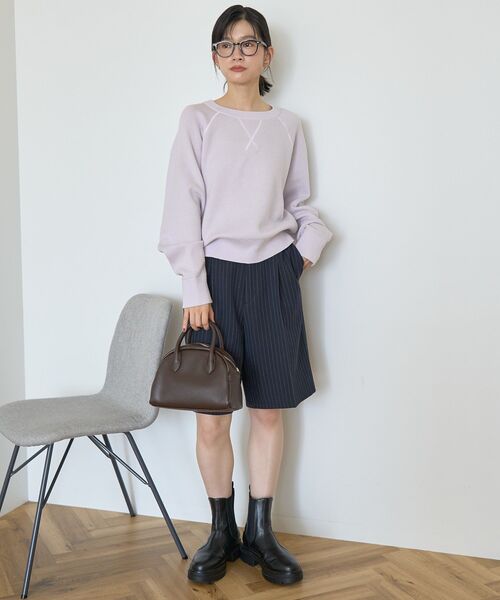 AMERICAN HOLIC（アメリカンホリック）の「ソフトコットンスウェットライクニットトップス（ニット/セーター・レディース・レッド/ダークネイビー/ラベンダー/モカ/杢グレー・M/L）」の22枚目の写真