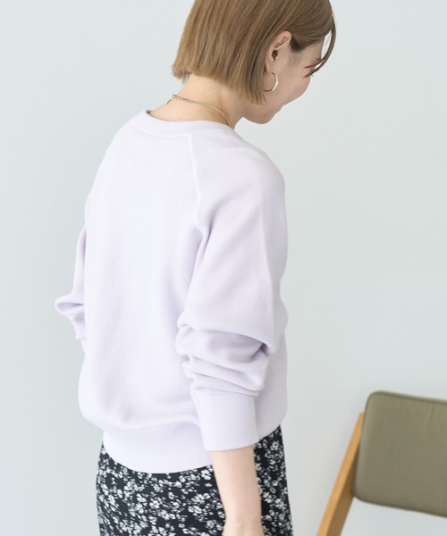 セール】ソフトコットンスウェットライクニットトップス（ニット