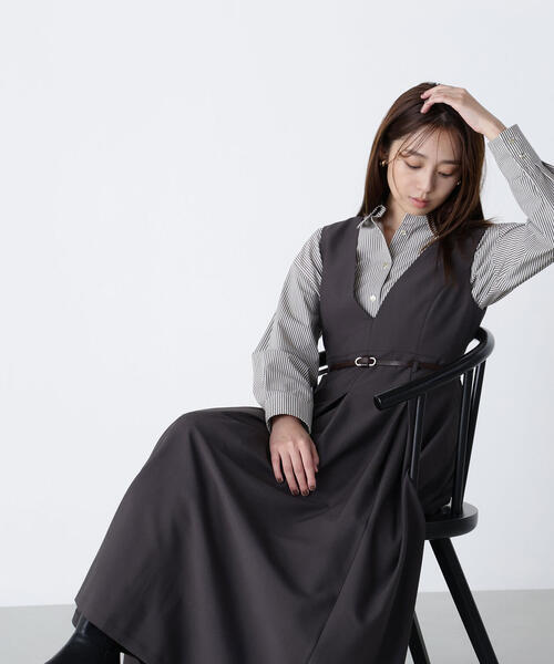 新品タグ付ベルテットタックジャンスカ ベージュP/Sサイズ 新品タグ付ベルテットタックジャンスカ ベージュP/Sサイズ