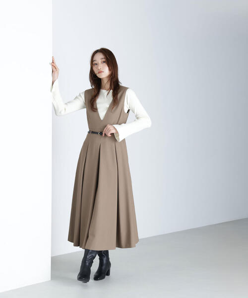 新品タグ付ベルテットタックジャンスカ ベージュP/Sサイズ 新品タグ付ベルテットタックジャンスカ ベージュP/Sサイズ