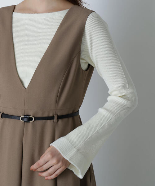 新品タグ付ベルテットタックジャンスカ ベージュP/Sサイズ NATURAL BEAUTY BASIC（ナチュラルビューティーベーシック）の