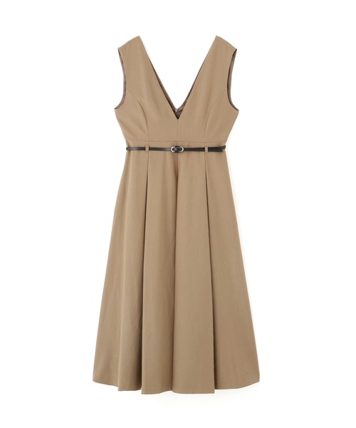 新品タグ付ベルテットタックジャンスカ ベージュP/Sサイズ ◇ベルテッドタックジャンスカ（ジャンパースカート）｜NATURAL