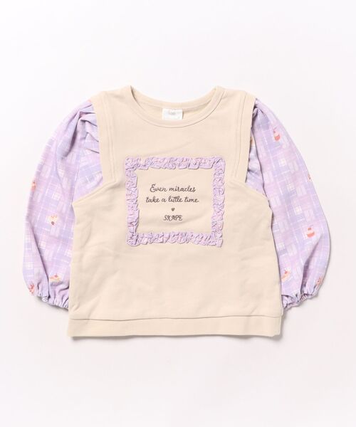 SKAPE（エスケープ）の「ﾚｲﾔｰﾄﾞﾄﾚｰﾅｰ（スウェット・キッズ・ホワイト/ベージュ・120cm/110cm/100cm/90cm/130cm）」の3枚目の写真