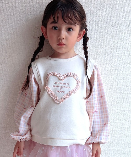 SKAPE（エスケープ）の「ﾚｲﾔｰﾄﾞﾄﾚｰﾅｰ（スウェット・キッズ・ホワイト/ベージュ・120cm/110cm/100cm/90cm/130cm）」の6枚目の写真