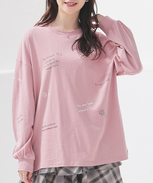 Honeys(ハニーズ)の「落書風ロゴビッグTシャツ(Tシャツ/カットソー・レディース・ホワイト/ピンク/スミクロ/杢グレー・M/LL/L)」の19枚目の写真