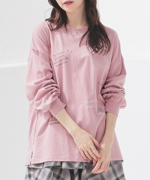 Honeys(ハニーズ)の「落書風ロゴビッグTシャツ(Tシャツ/カットソー・レディース・ホワイト/ピンク/スミクロ/杢グレー・M/LL/L)」の18枚目の写真