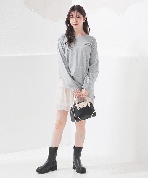 Honeys(ハニーズ)の「落書風ロゴビッグTシャツ(Tシャツ/カットソー・レディース・ホワイト/ピンク/スミクロ/杢グレー・M/LL/L)」の17枚目の写真