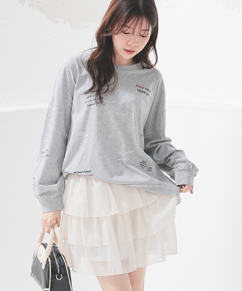 Honeys(ハニーズ)の「落書風ロゴビッグTシャツ(Tシャツ/カットソー・レディース・ホワイト/ピンク/スミクロ/杢グレー・M/LL/L)」の15枚目の写真