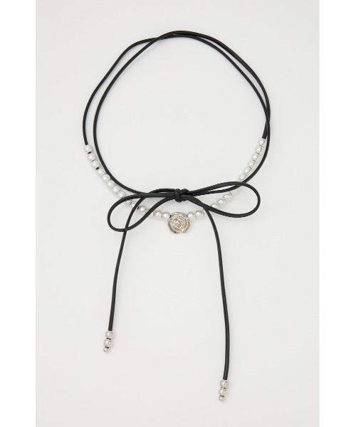 SLY(スライ)の「ROSE F/PEARL CHOKER ローズ フェイクパール チョーカー(チョーカー・レディース・ホワイト・FREE)」の1枚目の写真