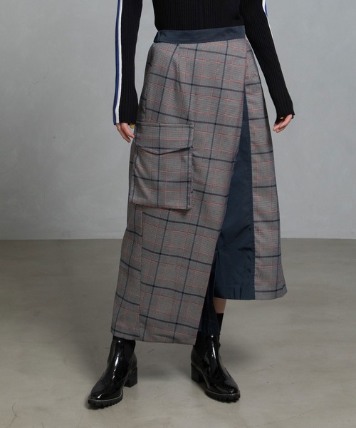 MARECHAL TERRE（マルシャルテル）の「タイトフレアーデザインスカート（スカート・レディース・ブラウン/ネイビー/ネイビー系/ベージュ系・M）」の4枚目の写真