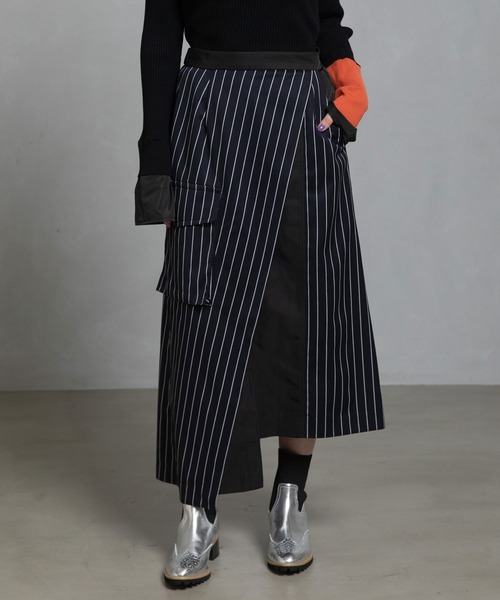 MARECHAL TERRE（マルシャルテル）の「タイトフレアーデザインスカート（スカート・レディース・ブラウン/ネイビー/ネイビー系/ベージュ系・M）」の3枚目の写真