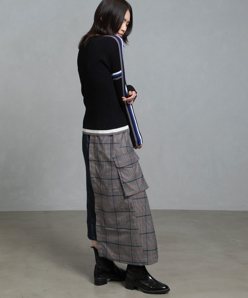 MARECHAL TERRE（マルシャルテル）の「タイトフレアーデザインスカート（スカート・レディース・ブラウン/ネイビー/ネイビー系/ベージュ系・M）」の8枚目の写真