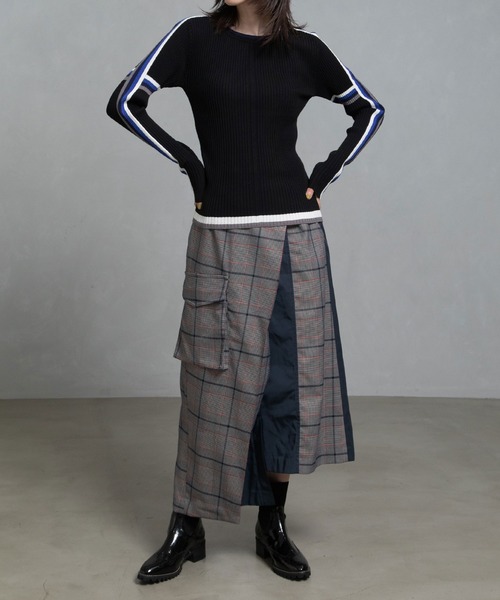 MARECHAL TERRE（マルシャルテル）の「タイトフレアーデザインスカート（スカート・レディース・ブラウン/ネイビー/ネイビー系/ベージュ系・M）」の9枚目の写真