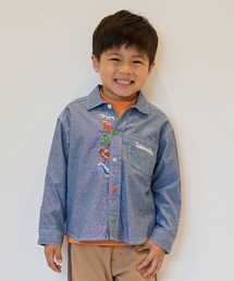 kladskap | 恐竜ヒョッコリ刺しゅう長袖シャツ(シャツ/ブラウス)