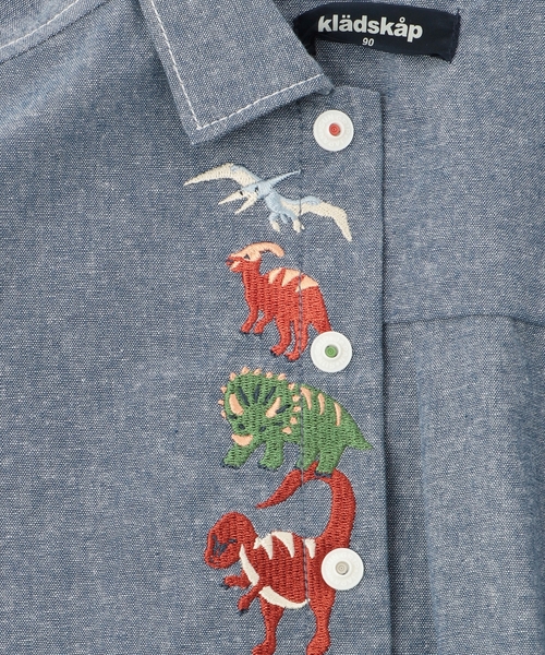 kladskap（クレードスコープ）の「恐竜ヒョッコリ刺しゅう長袖シャツ（シャツ/ブラウス・キッズ・ブルー・110cm/100cm/130cm/120cm/90cm）」の5枚目の写真