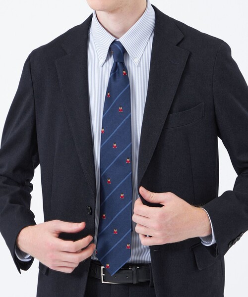 MACKINTOSH PHILOSOPHY(マッキントッシュ フィロソフィー)の「バッキンガムベア×ストライプ レギュラータイ(ネクタイ・メンズ・チャコールグレー/ブルー系その他7/ダークネイビー・FREE)」の5枚目の写真