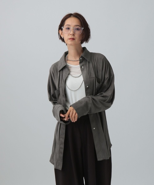 セール】フェイクスエードシャツチュニック 582445（シャツ/ブラウス
