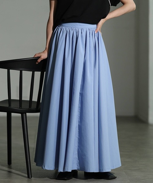 Sawa a la mode（サワアラモード）の「ブロードギャザーフレアロングスカート（スカート・レディース・ブルー/ブラック/モカ・FREE）」の3枚目の写真
