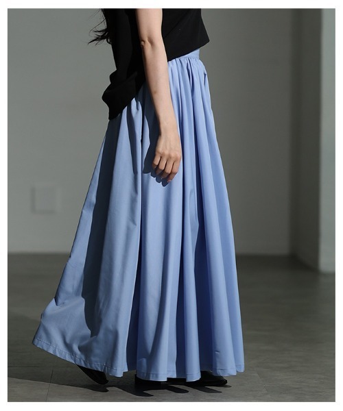 Sawa a la mode（サワアラモード）の「ブロードギャザーフレアロングスカート（スカート・レディース・ブルー/ブラック/モカ・FREE）」の6枚目の写真