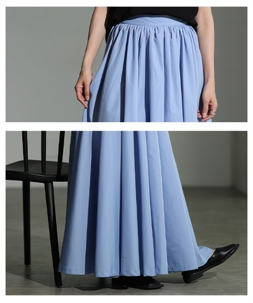 Sawa a la mode（サワアラモード）の「ブロードギャザーフレアロングスカート（スカート・レディース・ブルー/ブラック/モカ・FREE）」の7枚目の写真