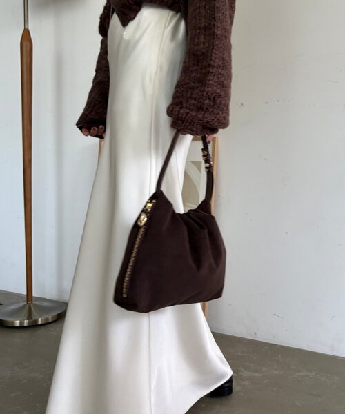 gemeil（ジェムイル）の「【LE'MAGE×gemeilコラボ】スエードワンハンドルバッグ(CE-1599)（ショルダーバッグ・レディース・ホワイト系その他/ダークブラウン/キャメル・FREE）」の3枚目の写真