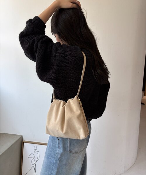 gemeil（ジェムイル）の「【LE'MAGE×gemeilコラボ】スエードワンハンドルバッグ(CE-1599)（ショルダーバッグ・レディース・ホワイト系その他/ダークブラウン/キャメル・FREE）」の6枚目の写真