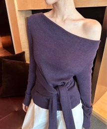 Tシャツ/カットソー（パープル/紫色系・オフショルダー