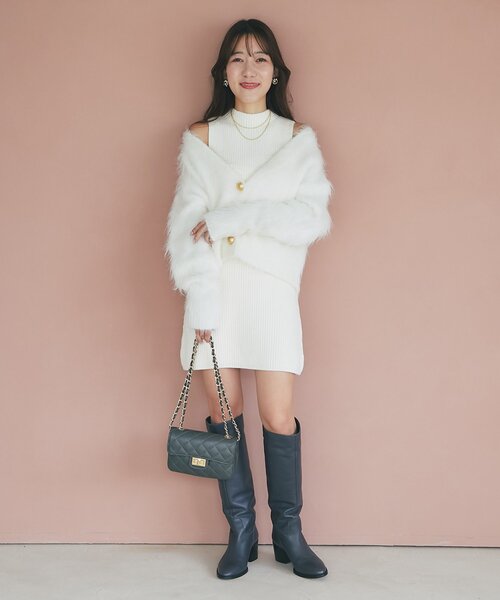 La boutique BonBon(ラブティックボンボン)の「【オウレンティ】マットタッチキルティングチェーンバッグ(ハンドバッグ・レディース・オフホワイト/ピンク/ダークグレー・FREE)」の8枚目の写真